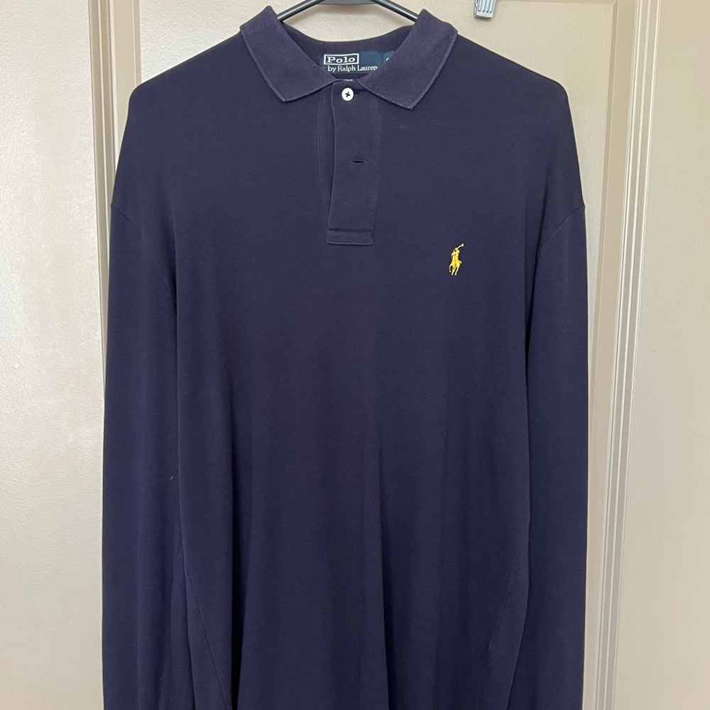 Polo Ralph Lauren Mens Long Sleeve Navy Polo Size Small